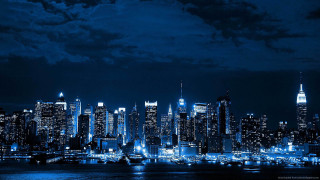 City skyline night lights boat 5 - the water in front free wallpaper for desktop