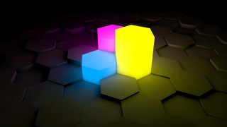 Colorful object black surface hexagonal - hexagonal shape free wallpaper