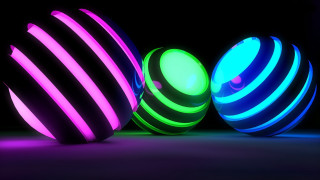 Glowing balls dark room purple - ball free wallpaper