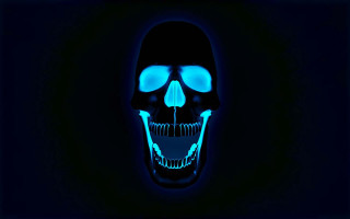 Glowing skull blue eyes black - its eye free wallpaper