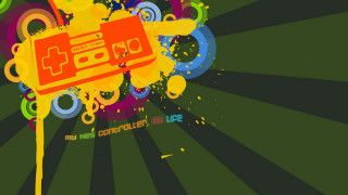 Colorful background large sign says - retro free wallpaper for desktop