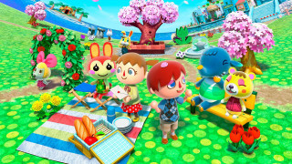 Animal crossing characters picnic field - animal free wallpaper for desktop
