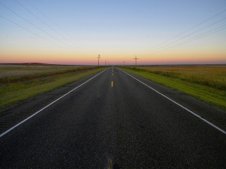 Road power lines field blue - widescreen free wallpaper