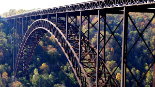 Bridge river trees fall train - the bridge free wallpaper