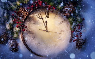 Clock wreath pine cones snow - pine free wallpaper for desktop