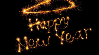 Happy new year sparklers hat - black background free wallpaper