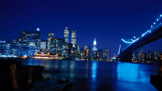 City skyline night bridge river 14 - american romanticism free wallpaper for desktop