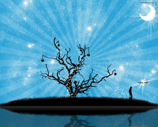 Tree musical notes field person - musical free wallpaper for desktop