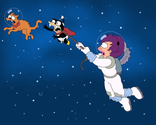 Cartoon character flying cat dog - free stars wallpaper for desktop