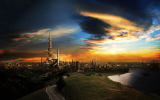 City skyline road sunset clouds - altoon sultan free wallpaper for desktop