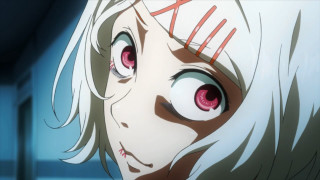 Close up white hair red - strange free wallpaper