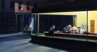 People sitting bar city nighttime - edward hopper and james gilleard free wallpaper for desktop
