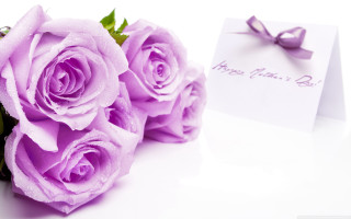 Purple roses bouquet card bow - a card free wallpaper
