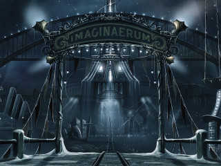 Steampunk magic aurora night sky - a train track free wallpaper