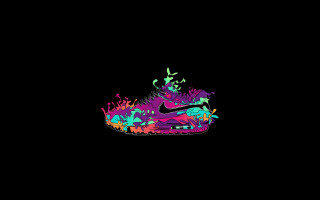 Colorful nike shoe black background - artist free wallpaper