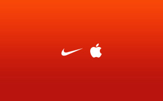 Red apple nike logo white - tech wear free wallpaper