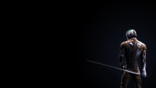 Futuristic man suit sword camera 2 - a futuristic suit holding free wallpaper