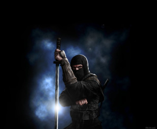 Man black outfit sword hoodie - epic fantasy character art free wallpaper for desktop