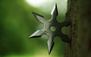 Metal star object tree trunk 2 - focus free wallpaper for desktop
