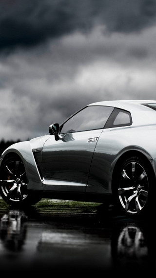 Car parked wet road cloudy - a reflection free wallpaper for mobile