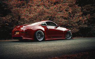 Red sports car road trees 4 - anthony s waters free wallpaper