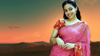 Woman pink sari sunset posing - mom free wallpaper