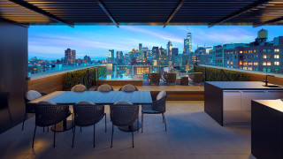 Dining room city night view - a bar free wallpaper