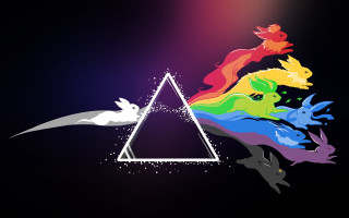 Triangle rainbow bird flying over 4 - a rainbow in the middle free wallpaper