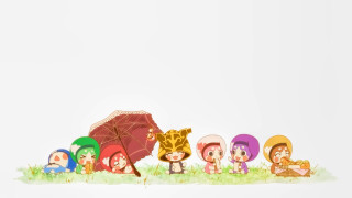 Cartoon characters grass umbrella animal - the ground next free wallpaper for desktop
