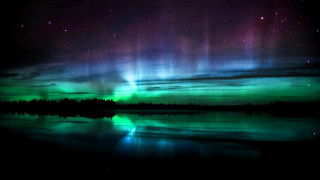 Green purple aurora lake trees 2 - aurora free wallpaper for desktop