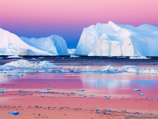 Large iceberg pink sky ocean - the ocean next free wallpaper