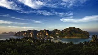 Tropical island beach pier blue - a tropical island free wallpaper