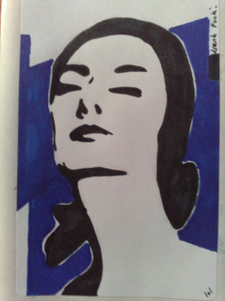 Woman face blue background white - andy warhol free wallpaper