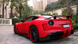 Red sports car brick road 8 - a brick road in front free wallpaper
