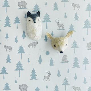 Deer heads mounted forest background - free animals wallpaper for tablet