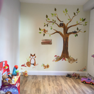 Childs room tree animals bird - a birdcage free wallpaper