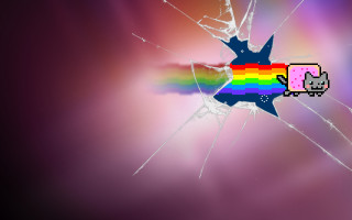Broken glass rainbow pixel black - auto free wallpaper