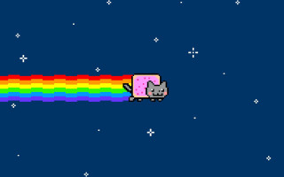 Cat rainbow beam space stars - game art free wallpaper for desktop
