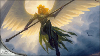 Woman stick wings staff halo - a staff free wallpaper