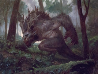 Creature woods trees man painting - a painting of a creature free wallpaper for desktop