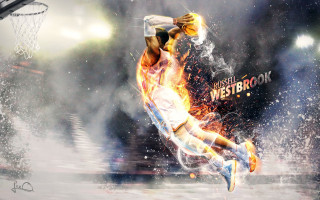 Basketball player mid air dunk - a basketball player free wallpaper