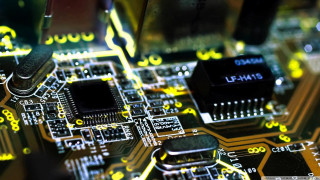Computer board microprocessor cybernetics cityscape - electronic free wallpaper