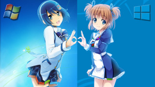 Anime 2girls blue background kyoani - kyoani free wallpaper