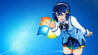 Blue haired girl holding blue - anime girl free wallpaper