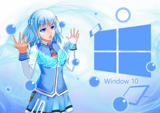 Girl blue dress windows10 bubbles - android free wallpaper for desktop