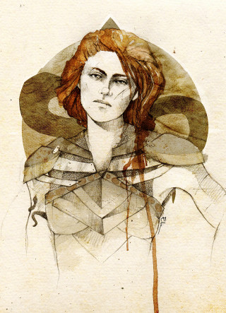 Woman hat braid drawing art - free anime wallpaper