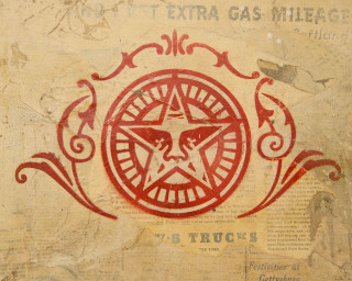 Red white star drawing wall - a star in the middle of it free wallpaper