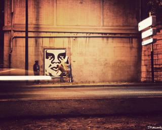 Building sign person sidewalk front 2 - graffiti art free wallpaper