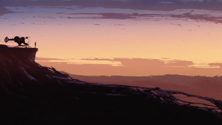 Man horse hill sunset sky - top of a hill free wallpaper