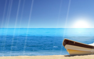 Boat beach sunshine blue sky - eric zener free wallpaper